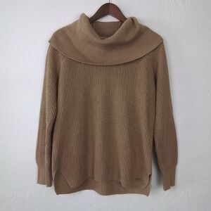 Michael Michael Kors Chunky Knit Sweater Size S Tan Cotton Blend Cowl Neck Tunic